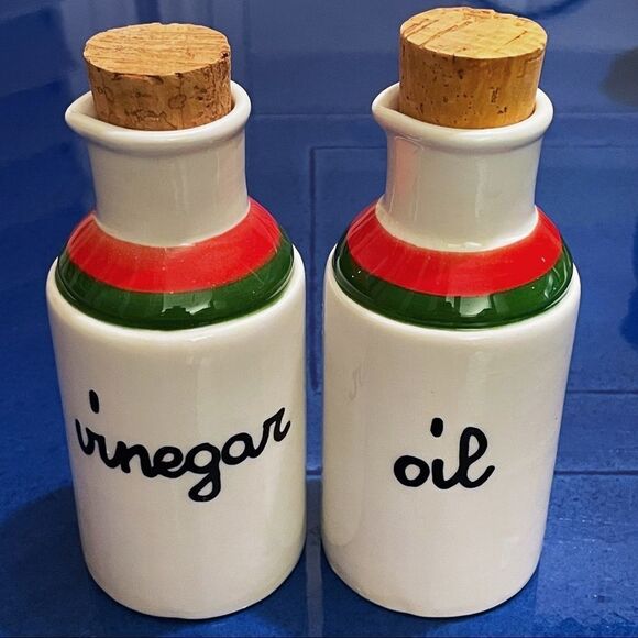 Baldelli Italy Oil & Vinegar Decanters, Cheese Shaker, & Large Vino Pitcher Jug - Picture 2 of 16